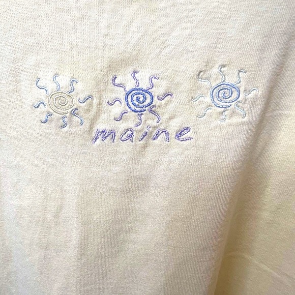Vintage Wild Palms "Maine" Souvenir T-Shirt Yellow Embroidered Sun Graphic‎ Sz S - Picture 2 of 5